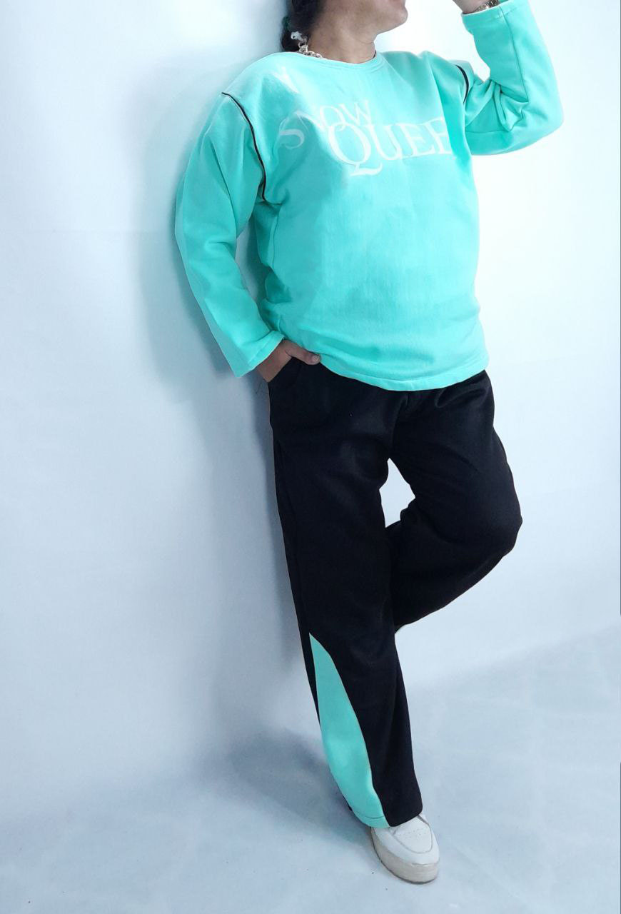    ست دورس و  شلوار یقه گرد   